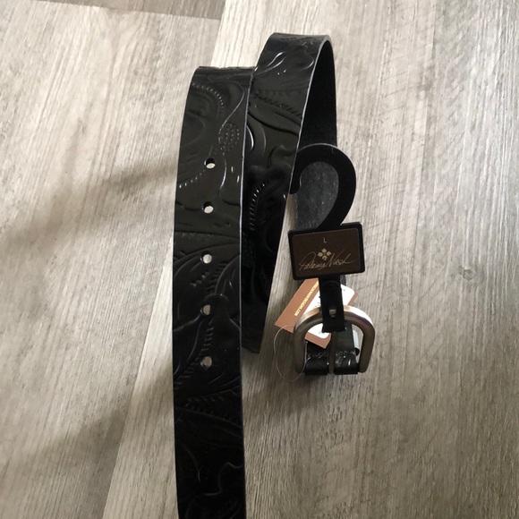 Patricia Nash Vietri Tooled Floral Black Leather Belt Size L NWT - Picture 13 of 16